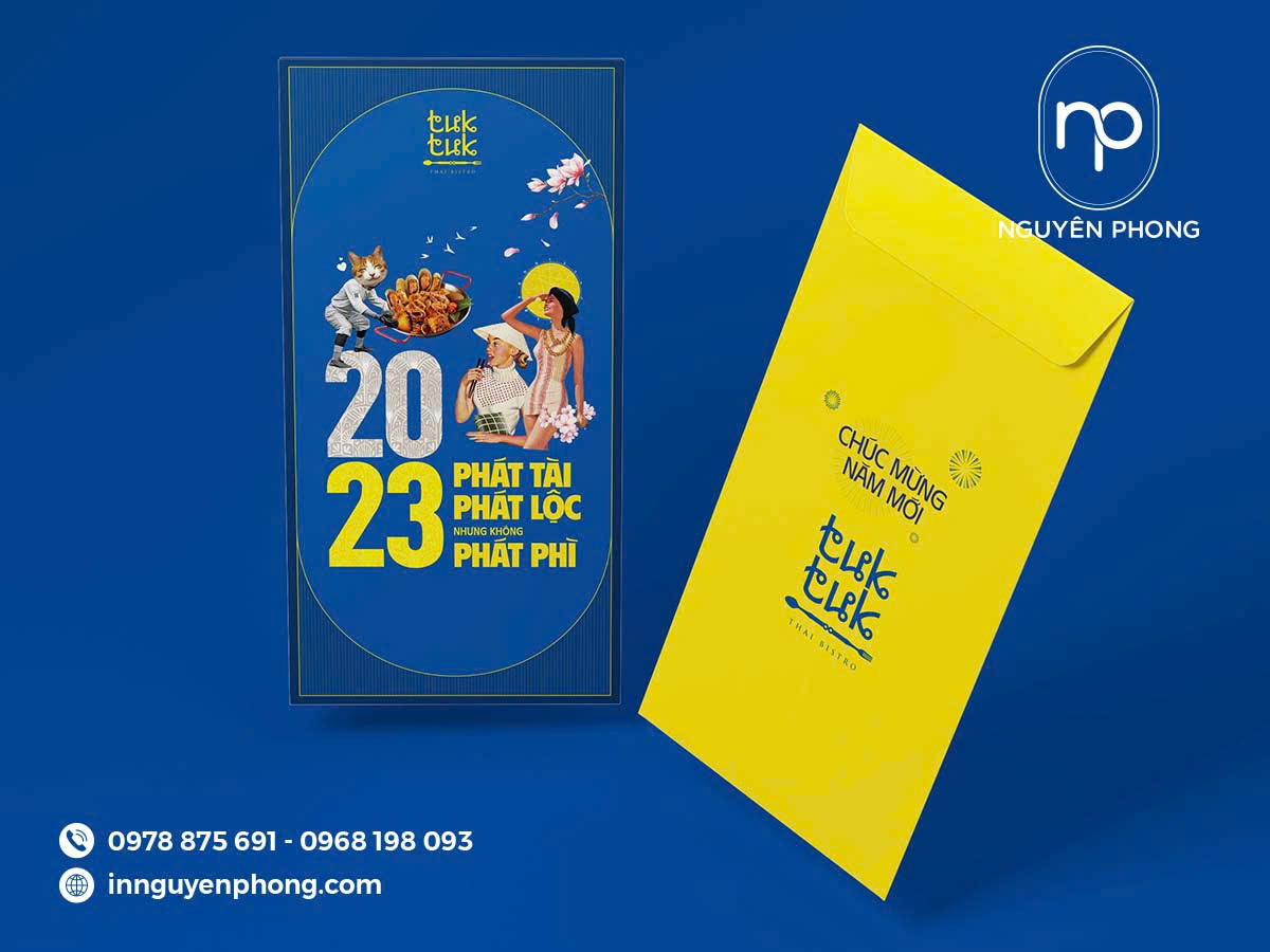 Bao lì xì kết hợp xanh, vàng độc đáo